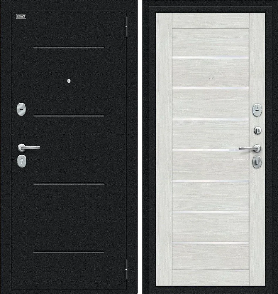 Дверь Браво Техно Букле черное/Bianco Veralinga DIS006759