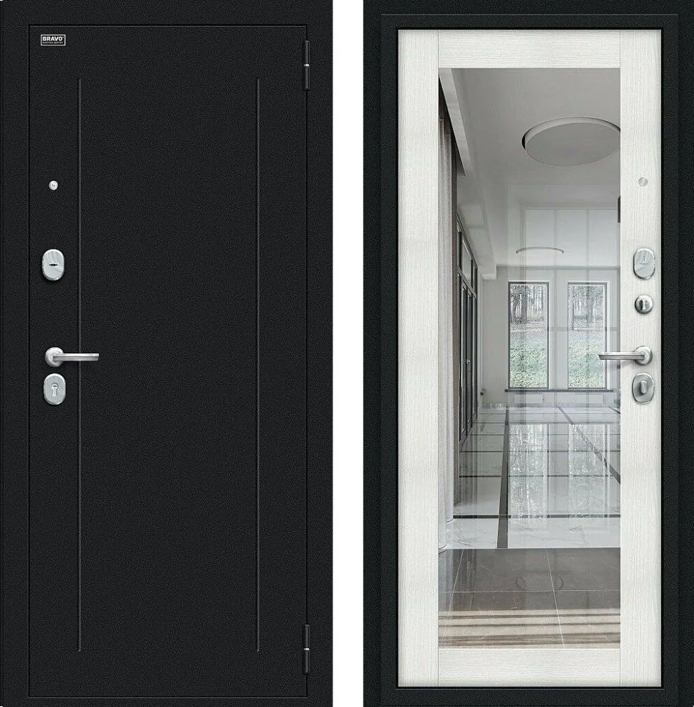 Фото Дверь Браво Флэш Букле черное/Bianco Veralinga DIS006101